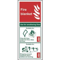 Fire Blanket Instructions Sign - Self Adhesive Vinyl - 202 x 82mm