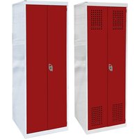 Fire Service Locker - Red perforated door - 2 compartments with rail - 1800 x 600 x 600mm (H x W x D)
