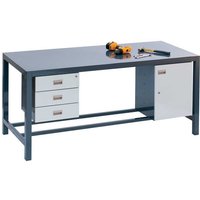Heavy Duty Fully Welded Steel Engineers Workbench - Lino Top - 840 x 1200 x 600mm