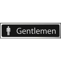 Gentlemen Sign - Polished Chrome & Black Effect Self-Adhesive Laminate - 50 x 200mm
