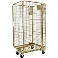 Gold Zinc Plated Nestable Roll Container - without Shelf - 1690 x 735 x 850mm (H x W x D)