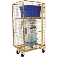 Gold Zinc Plated Nestable Roll Container - with Shelf - 1690 x 735 x 850mm (H x W x D)