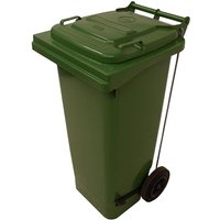 80L Pedal Operated Green Wheelie Bin - conforms to RAL DIN AFNOR and draft CEN standards