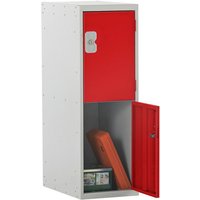 Half-Height 2 Door Metal Locker - 896 x 300 x 300mm (H x W x D) - Red
