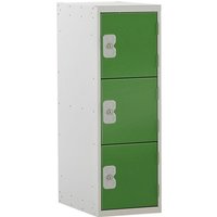 Half-Height 3 Door Metal Locker - 896 x 450 x 450mm (H x W x D) - Green