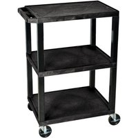 Heavy-Duty 3 Tier Plastic Trolley with 3 Flat shelves - 150kg Capacity