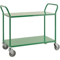 Two Tier Steel Shelf Trolley - Green
