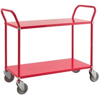 Two Tier Steel Shelf Trolley - Red