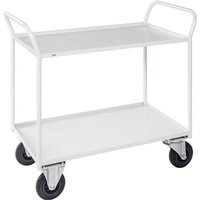 Two Tier Steel Shelf Trolley - White