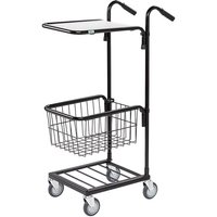 Mini Office Trolley 1 shelf and 1 basket - black- 35kg capacity - 1090 x 355 x 660