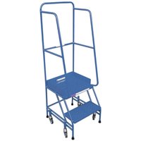 Narrow Aisle Warehouse Platform Steps - Blue - 2 Punched Metal Treads - 500mm Platform Height