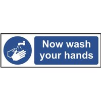 Now wash your hands Sign - Self Adhesive Vinyl - 100 x 300mm