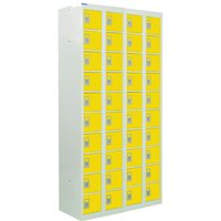 40 Door Personal Effects Locker - 1800 x 915 x 380mm (H x W x D) Light Grey Carcass & Yellow Doors
