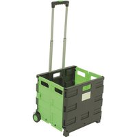 Plastic Folding Box Trolley - Black & Green - without lid - 35kg Capacity
