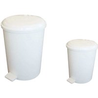 20L White Plastic Pedal Bins - Pack of 6