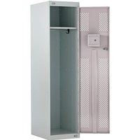 2 Compartment Police Locker with Clear Front In-Door Compartment - 1800 x 450 x 600mm - Light Grey Door