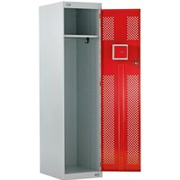 2 Compartment Police Locker with Clear Front In-Door Compartment - 1800 x 600 x 600mm - Red Door