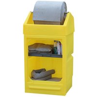 Yellow Polyethylene Open-Front Storage Cabinet with Absorbent Roll Dispenser