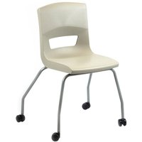 Postura+ 4 Leg Chair on Castors - Ash Grey - Starlight Silver Frame