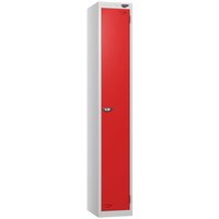 Pure 1 Door Locker with CAM Lock - 1800H x 380W x 380D (mm) - Pearl Silver Body - Flame Red Door