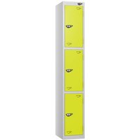 Pure 3 Door Locker with CAM Lock - 1800H x 380W x 380D (mm) Pearl Silver Body - Lime Green Doors