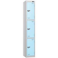 Pure 3 Door Locker with CAM Lock - 1800H x 380W x 380D (mm) Pearl Silver Body - Ribbon Blue Doors