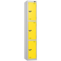 Pure 3 Door Locker with CAM Lock - 1800H x 300W x 300D (mm) Pearl Silver Body - Yellow Doors