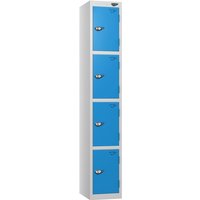 Pure 4 Door Locker with CAM Lock - 1800H x 300W x 300D (mm) Pearl Silver Body - Cobalt Blue Doors