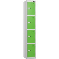 Pure 4 Door Locker with CAM Lock - 1800H x 300W x 300D (mm) Pearl Silver Body - Green Doors
