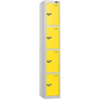 Pure 4 Door Locker with CAM Lock - 1800H x 450W x 450D (mm) Pearl Silver Body - Yellow Doors