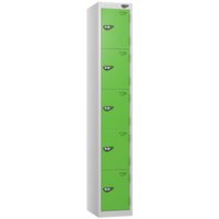 Pure 5 Door Locker with CAM Lock - 1800H x 300W x 300D (mm) Pearl Silver Body - Green Doors
