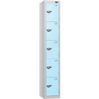 Pure 5 Door Locker with CAM Lock - 1800H x 300W x 300D (mm) Pearl Silver Body - Ribbon Blue Doors