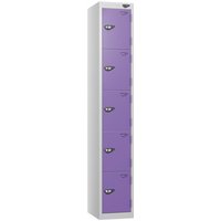 Pure 5 Door Locker with CAM Lock - 1800H x 380W x 380D (mm) Pearl Silver Body - Violet Doors