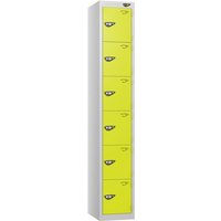Pure 6 Door Locker with CAM Lock - 1800H x 380W x 380D (mm) Pearl Silver Body - Lime Green Doors