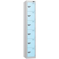 Pure 6 Door Locker with CAM Lock - 1800H x 380W x 380D (mm) Pearl Silver Body - Ribbon Blue Doors