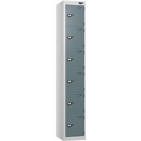Pure 6 Door Locker with CAM Lock - 1800H x 380W x 380D (mm) Pearl Silver Body - Slate Grey Doors