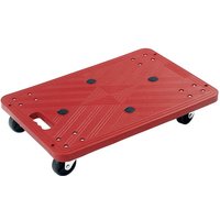 Red Plastic Platform Dolly 100kg Capacity - 110 x 400 x 600mm