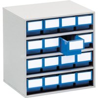 Small Parts Bin Cabinet -390 x 400 x 300mm with 16 Blue Bins - 82 x 92 x 300mm