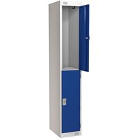 Standard 2 Door Metal Locker 1800 x 450 x 450mm (H x W x D) - Blue Doors