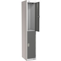 Standard 2 Door Metal Locker 1800 x 300 x 450mm (H x W x D) - Dark Grey Doors