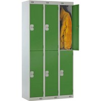 Standard 2 Door Metal Lockers Nest of 3 - 1800 x 900 x 300mm (H x W x D) - Green Doors
