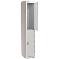 Standard 2 Door Metal Locker 1800 x 300 x 450mm (H x W x D) - Light Grey Doors