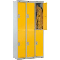 Standard 2 Door Metal Lockers Nest of 3 - 1800 x 900 x 300mm (H x W x D) - Yellow Doors