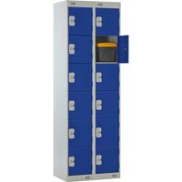 Standard 6 Door Metal Lockers Nest of 2 - 1800 x 600 x 450mm (H x W x D) - Blue Doors