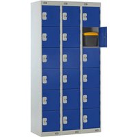 Standard 6 Door Metal Lockers Nest of 3 - 1800 x 900 x 300mm (H x W x D) - Blue Doors
