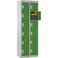 Standard 6 Door Metal Lockers Nest of 2 - 1800 x 600 x 300mm (H x W x D) - Green Doors
