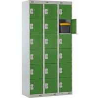 Standard 6 Door Metal Lockers Nest of 3 - 1800 x 900 x 450mm (H x W x D) - Green Doors