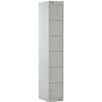 Standard 6 Door Metal Locker - Single - 1800 x 300 x 450mm (H x W x D) - Light Grey Doors