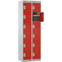 Standard 6 Door Metal Lockers Nest of 2 - 1800 x 600 x 300mm (H x W x D) - Red Doors