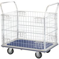 Steel platform trolley with chrome plated mesh panels - capacity 220kg